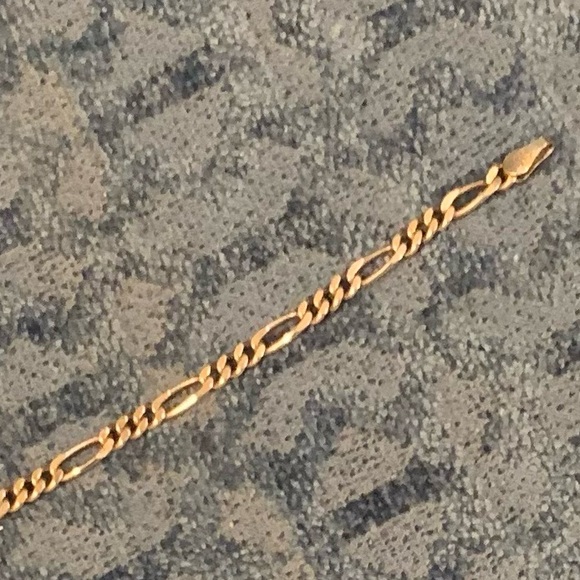 Sterling silver figaro chain link ankle bracelet. 10” - Picture 3 of 4